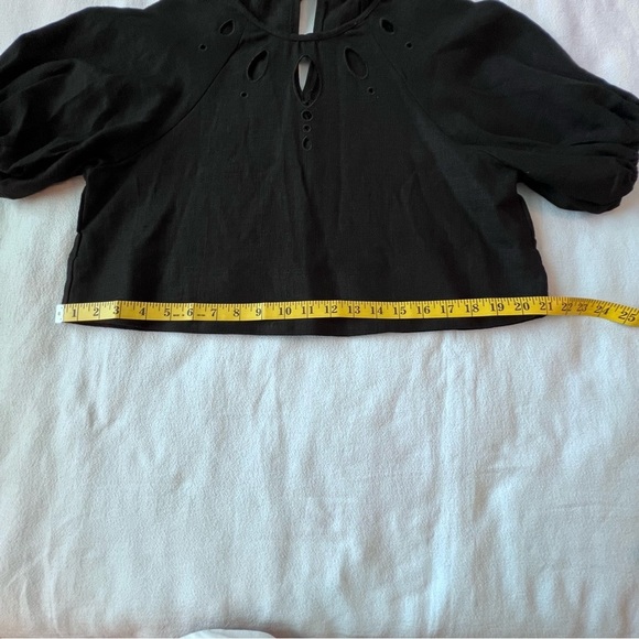 House of Harlow 1960 Revolve black linen blend cut out top puff sleeve womens XS - Picture 8 of 11